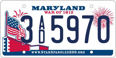 MD license plate 3AD5970