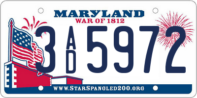 MD license plate 3AD5972