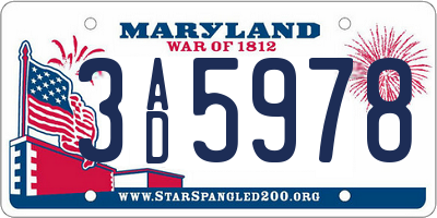 MD license plate 3AD5978