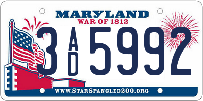 MD license plate 3AD5992
