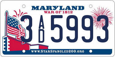 MD license plate 3AD5993