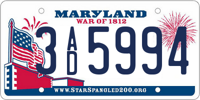 MD license plate 3AD5994