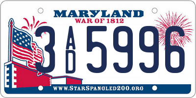 MD license plate 3AD5996