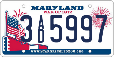 MD license plate 3AD5997