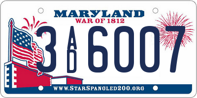 MD license plate 3AD6007