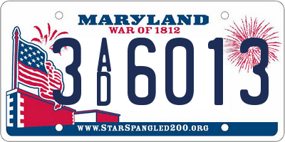 MD license plate 3AD6013