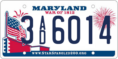 MD license plate 3AD6014