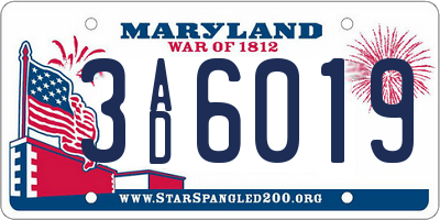 MD license plate 3AD6019