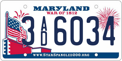 MD license plate 3AD6034