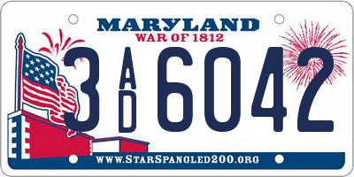 MD license plate 3AD6042