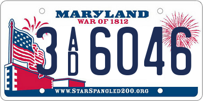 MD license plate 3AD6046