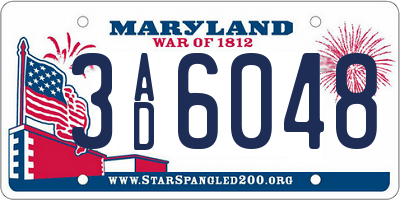 MD license plate 3AD6048
