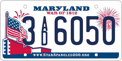 MD license plate 3AD6050