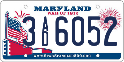 MD license plate 3AD6052