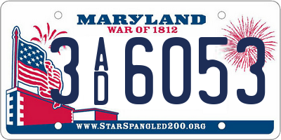 MD license plate 3AD6053