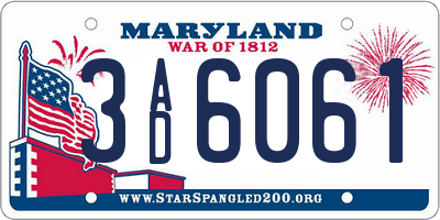 MD license plate 3AD6061