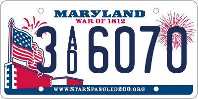 MD license plate 3AD6070