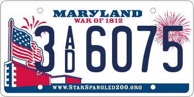 MD license plate 3AD6075