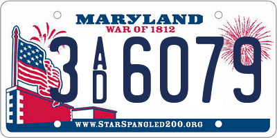MD license plate 3AD6079