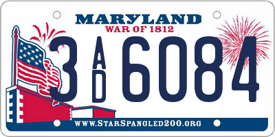 MD license plate 3AD6084