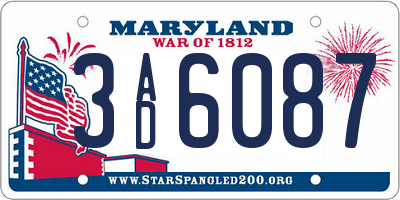 MD license plate 3AD6087