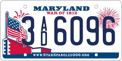 MD license plate 3AD6096