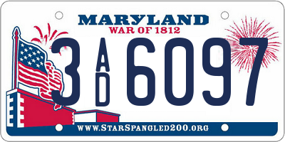 MD license plate 3AD6097