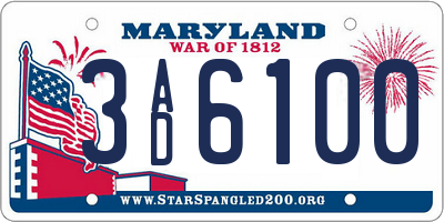 MD license plate 3AD6100