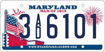MD license plate 3AD6101