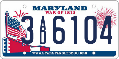 MD license plate 3AD6104