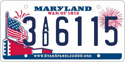 MD license plate 3AD6115