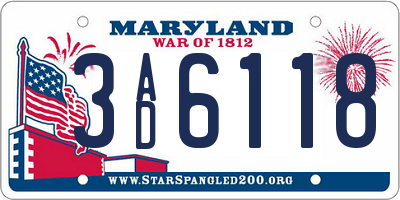 MD license plate 3AD6118