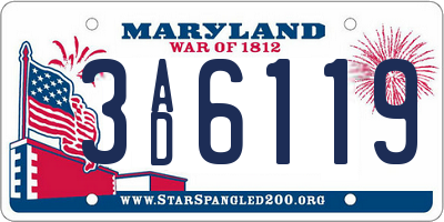 MD license plate 3AD6119