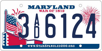 MD license plate 3AD6124