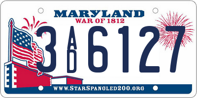 MD license plate 3AD6127