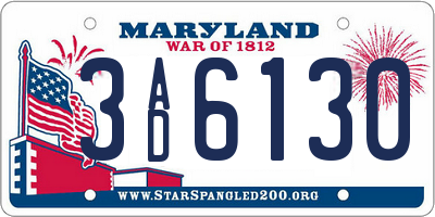 MD license plate 3AD6130
