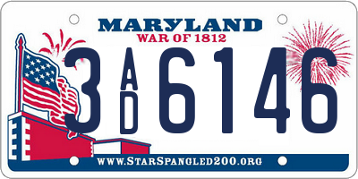 MD license plate 3AD6146