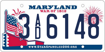 MD license plate 3AD6148