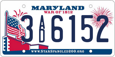 MD license plate 3AD6152