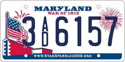 MD license plate 3AD6157