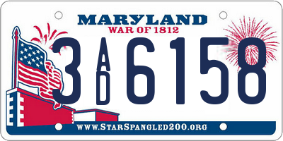 MD license plate 3AD6158