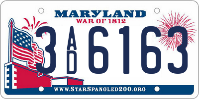 MD license plate 3AD6163
