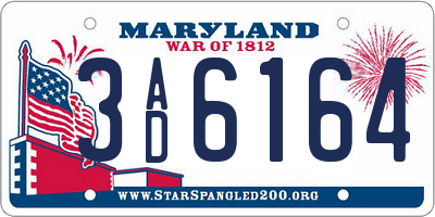 MD license plate 3AD6164