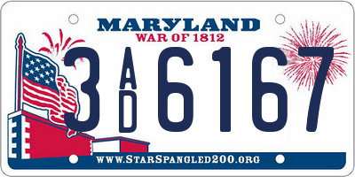 MD license plate 3AD6167