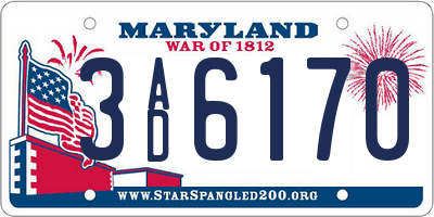 MD license plate 3AD6170