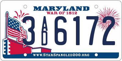 MD license plate 3AD6172