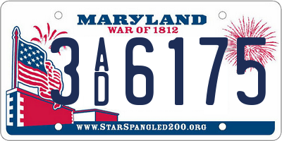 MD license plate 3AD6175