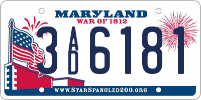 MD license plate 3AD6181