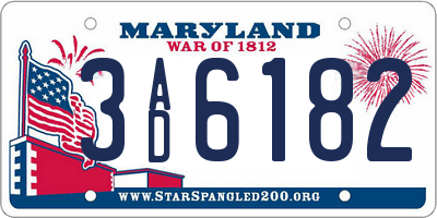 MD license plate 3AD6182