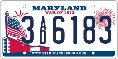 MD license plate 3AD6183